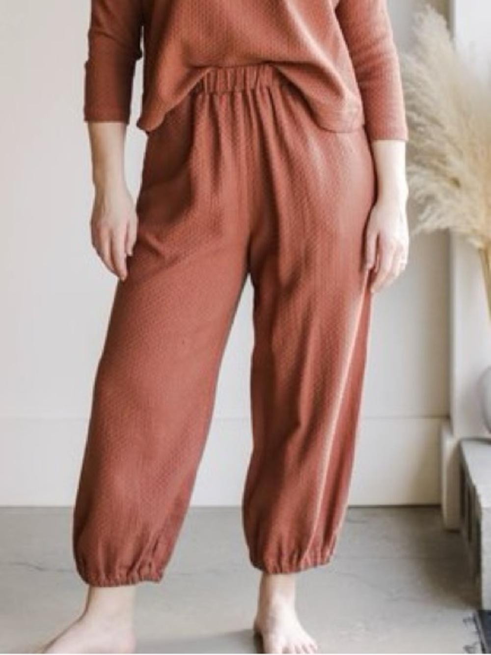Rachel Pally Tatum Pants XS Clay Lattice Wide Leg Boho Pull On